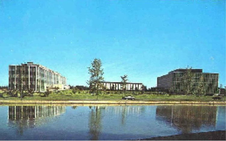 A postcard of the campus as it was from 1957-1961, 3 Apr 1957