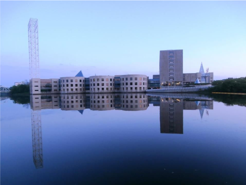 Diefenbaker Building 16 - exterior early morning photo of east side over Rideau River