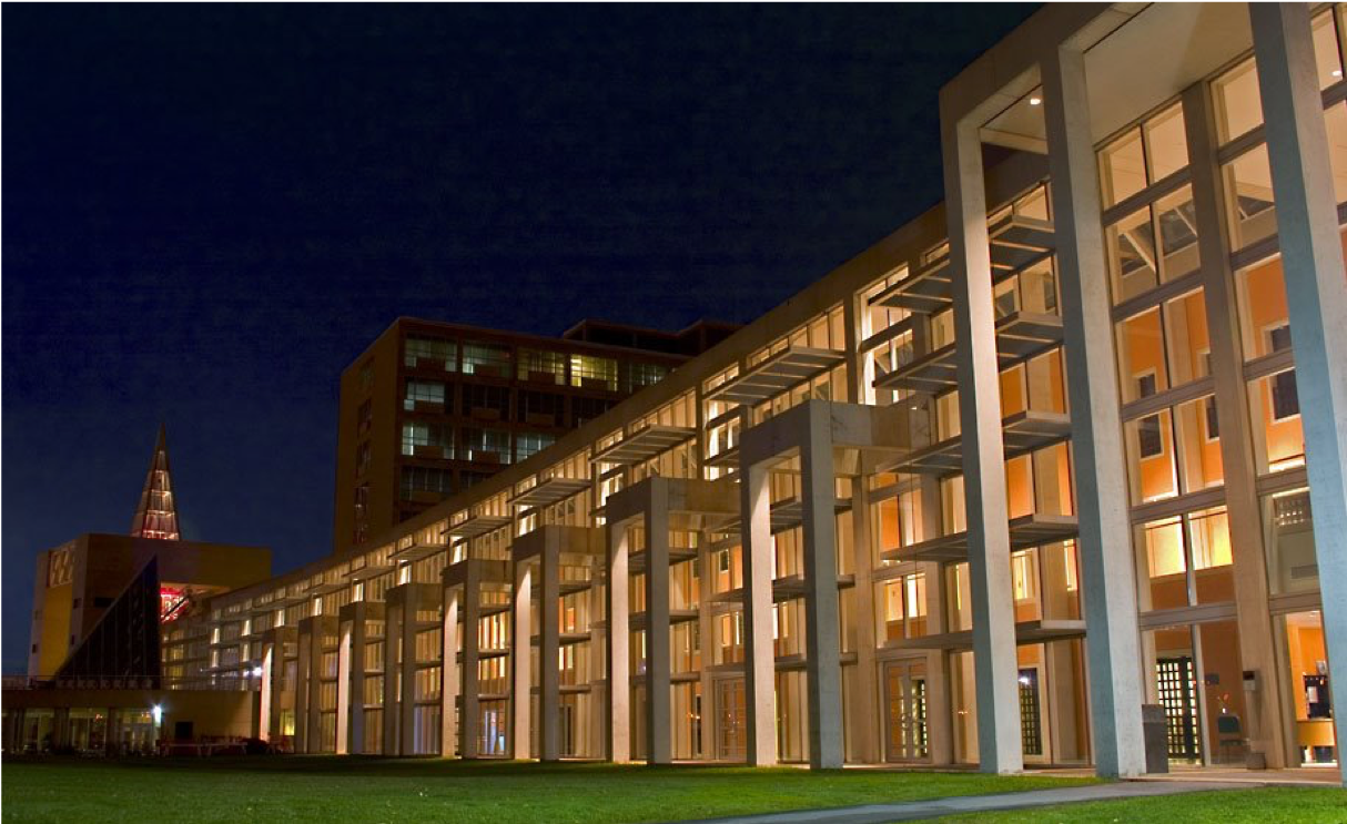 Diefenbaker Building 22 - exterior night view of 1992 western walkway