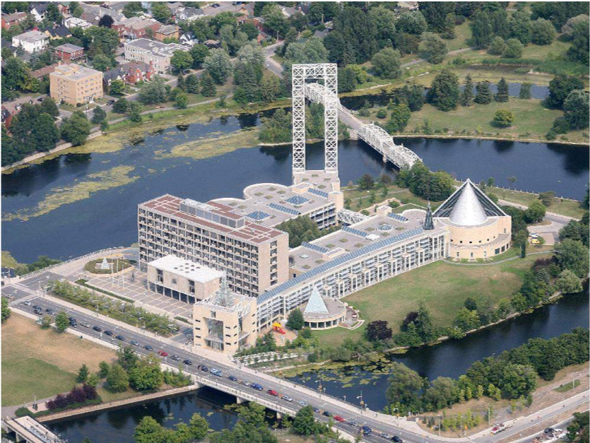 Diefenbaker Building 32 - aerial view of Green Island from south east