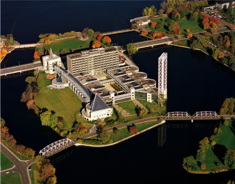 Diefenbaker Building 36 - aerial view of Green Island from south