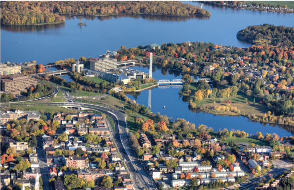 Diefenbaker Building 41 - aerial view of Green Island from the south