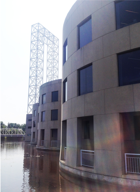 Diefenbaker Building 43 - exterior water level view of west side of 1992 addition